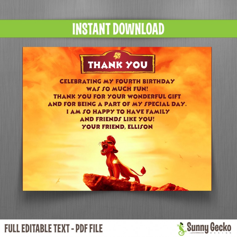 The Lion Guard Birthday Thank You Cards 